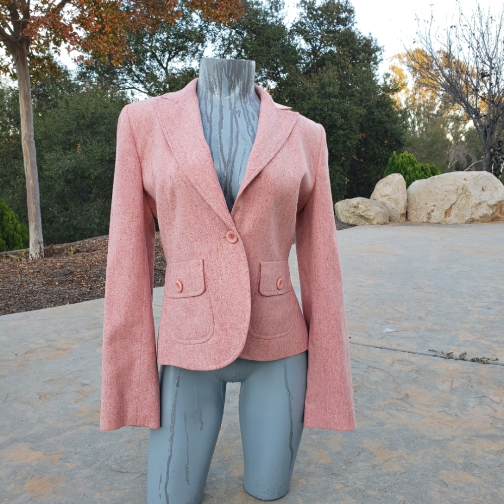 Ann Taylor Fitted Blush Pink One Button Professional Work Blazer
